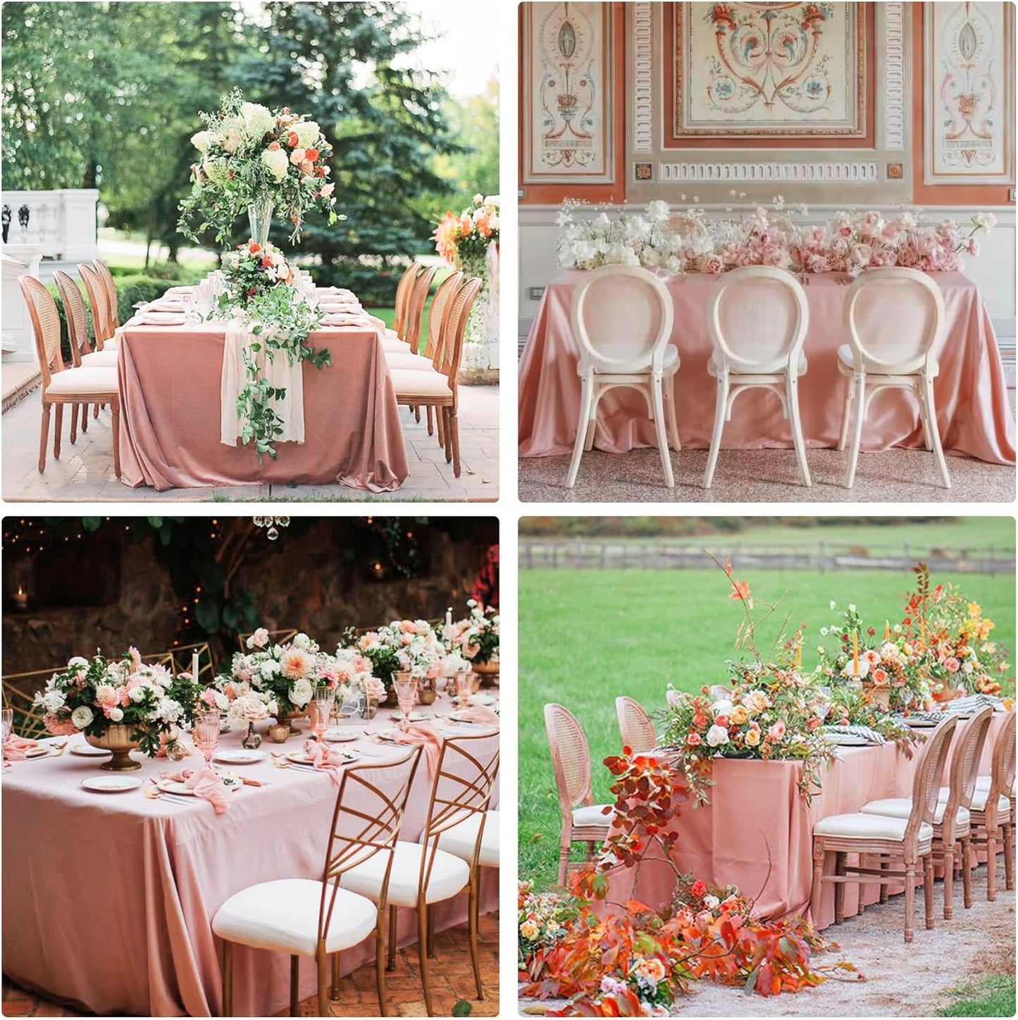 4 Pack Rectangle Tablecloth for 6 Foot Tables Washable Polyester Table Cover for Wedding Dining Table Parties Banquet(70x120 Dusty Rose)