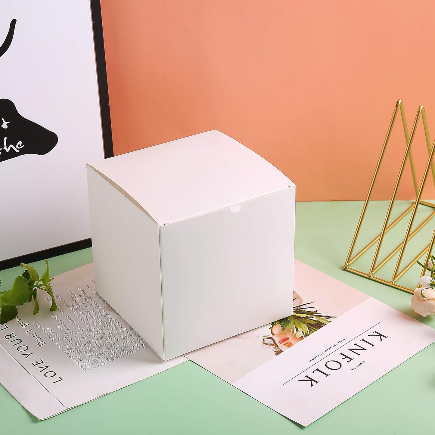 SHIPKEY 100 PCS White Cardboard Gift Boxes with lids | 4x4x4 Inches Square Boxes | Small Boxes Suitable for Party, Wedding, Christmas, Holidays, Birthdays and All Other Occasions (10x10x10cm)