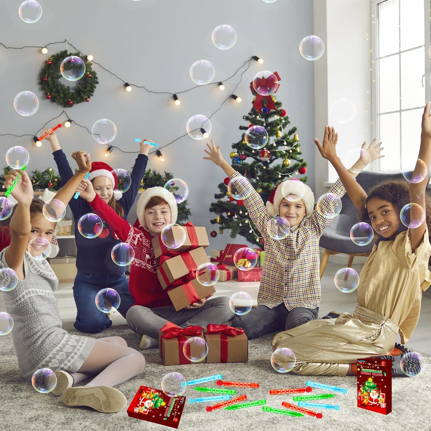 Christmas Mini Bubbles Wand Party Favors for Toddlers 20 Pack, Christmas Small Toys Gifts Goody Bag Stocking Stuffers Fillers for Kids, Xmas School Prizes Non Candy Treats Trinkets for Students