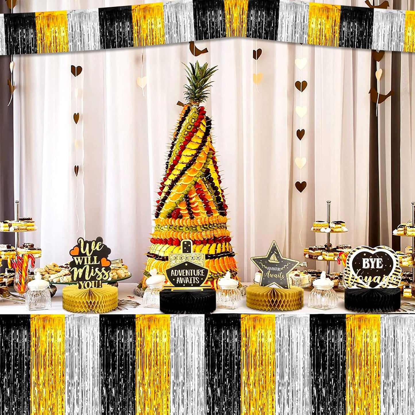 6 Pack 6 Feet 2024 New Year Foil Fringe Garland Metallic Tassle Banner Wall Hanging Tinsel Streamers Backdrop for Parade Floats, Notorious One Birthday Roaring 20s Graduation Party Decorations