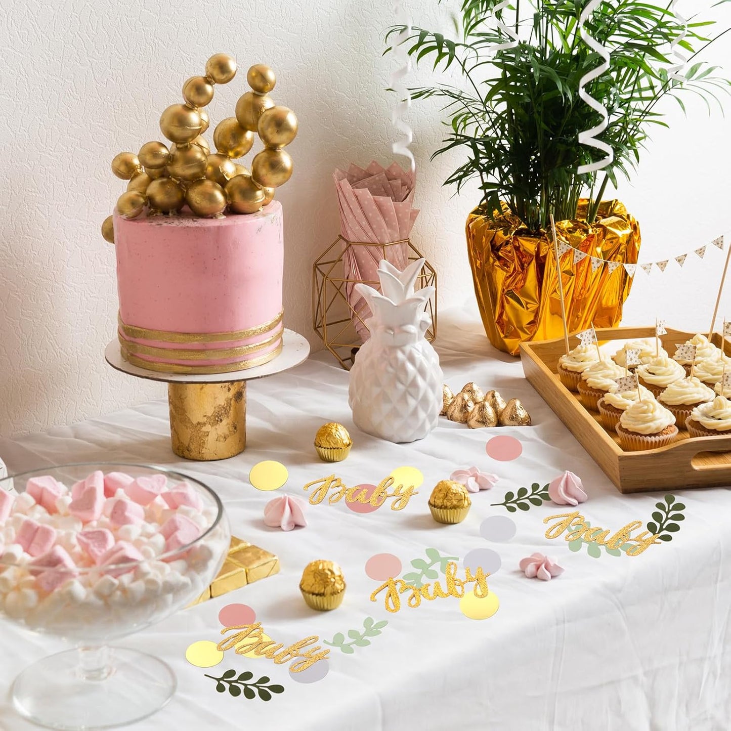 Minatee 400 Pcs Baby Shower Confetti Decorations Table Confetti Dots Gender Reveal Wedding Decor(Stylish Color,Blush Style)