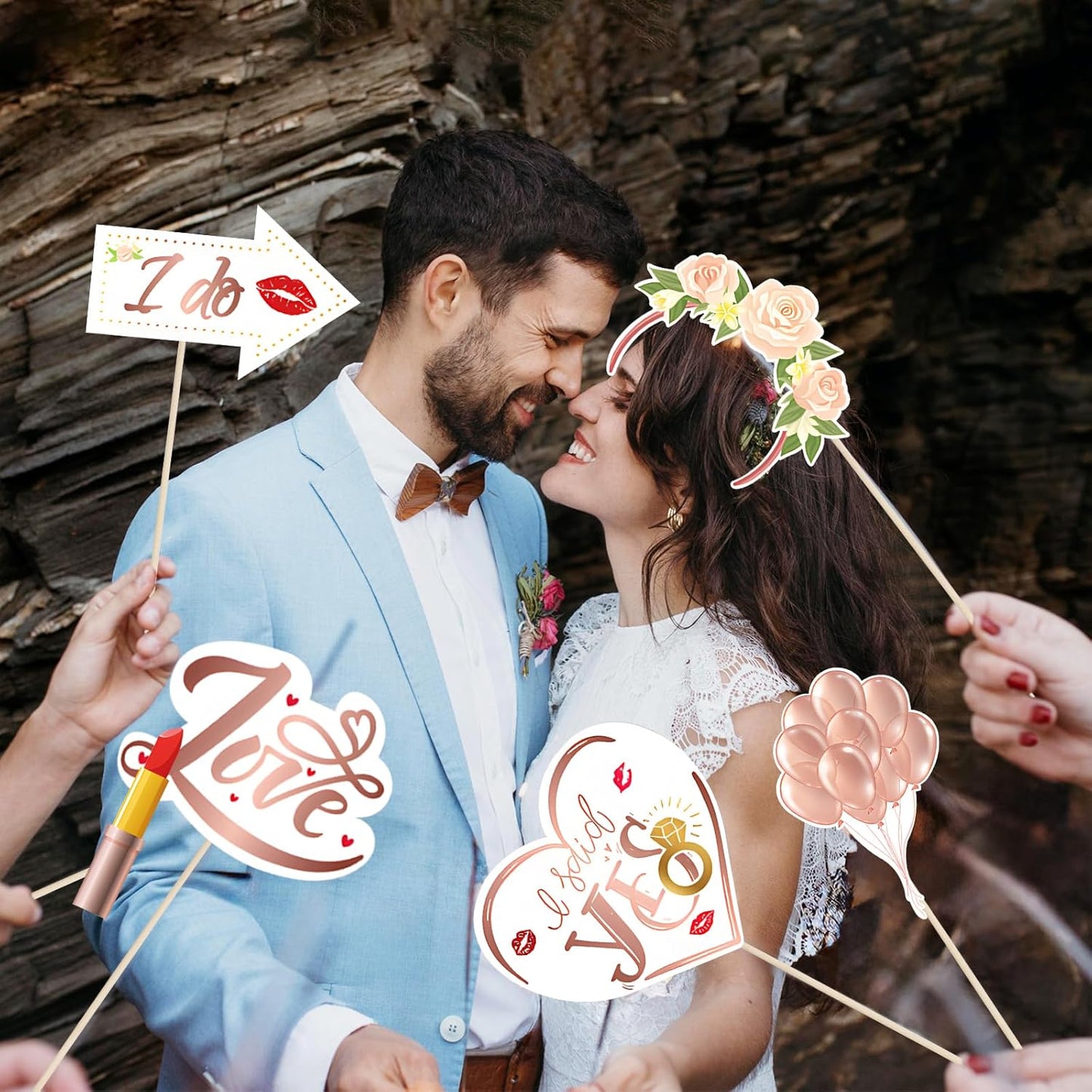 Bachelorette Party Decorations, Kaluofan 25 Pcs Bachelorette Party Accessories,Funny Wedding Photo Booth Props for Engagement Wedding Reception Party Bride Wedding Shower Decor(Pink and Black)