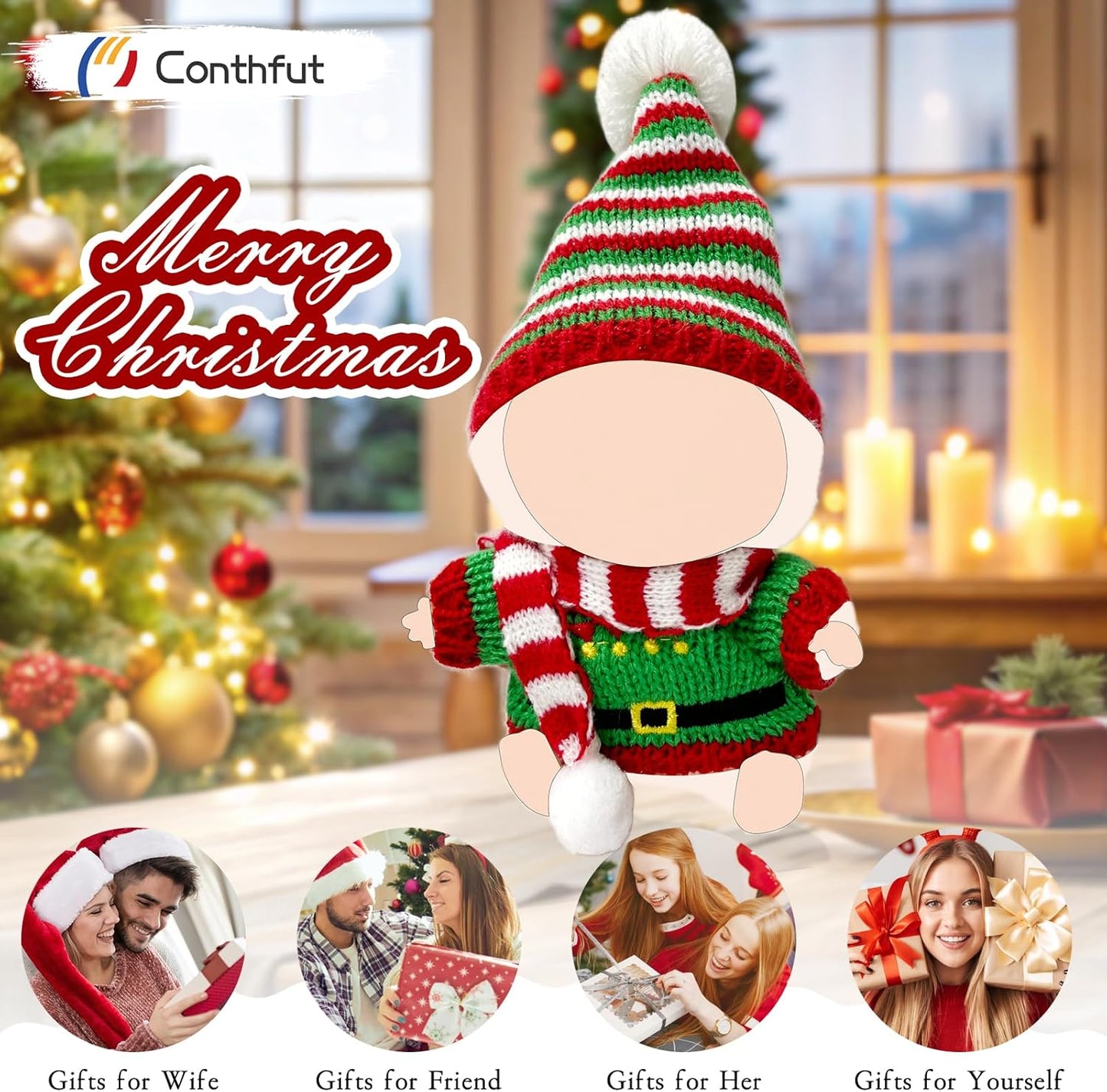 17cm Doll Clothes,15cm Dolls Christmas Outfit Set,Accessories for Dolls,Christmas Clothes Set (No Doll) (Red+Green)