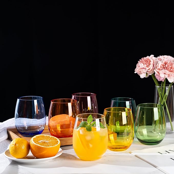 KX-WARE Unbreakable 18-ounce Acrylic Stemless Wine Glasses, set of 4 Clear