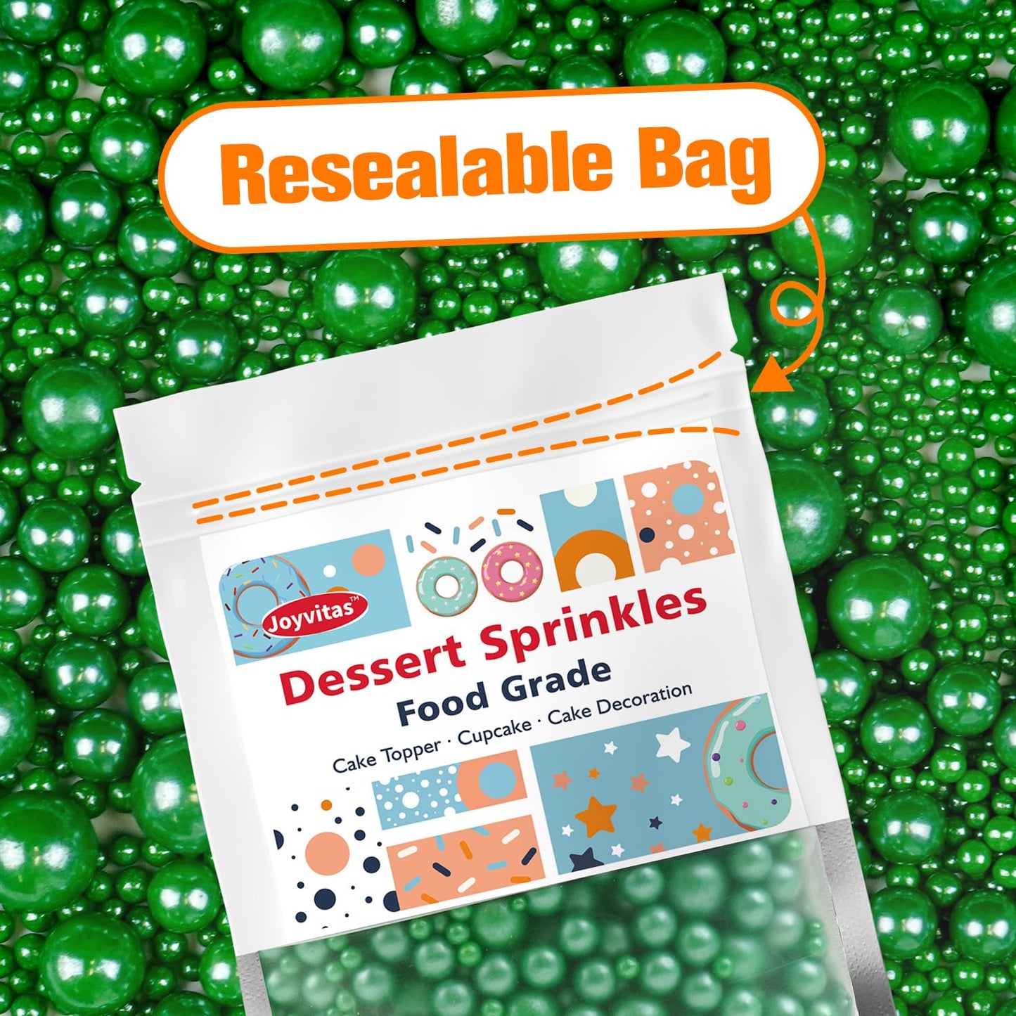 Deep Green Pearl Sugar Christmas Sprinkles, Edible Candy Pearls, 150g/5.29oz, Green Sprinkles for Cake Decorating, Baking Cake Decorations, Cupcakes, Foodgrade Toppers, Wedding Party Supplies