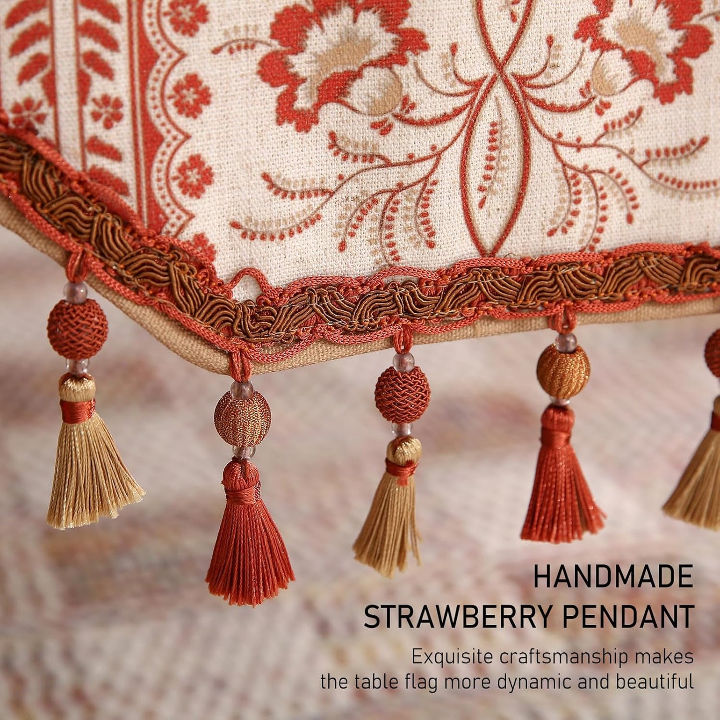ISAENNE Designer Vintage Linen Table Runner 102 Inches Long,Red Floral Pattern Modern Decor Table Runners for Dining Tables,Thanksgiving,Kitchen Tables,Christmas,Banquet,12"*102"-Chamonix A