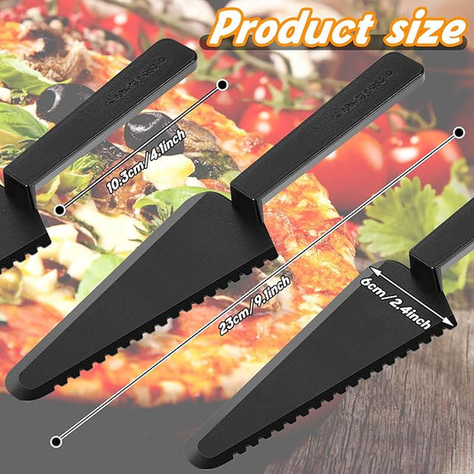 Suclain Disposable Cake Cutter 9.1 Inch Plastic Cake Server Cutting Plastic Spatula Knives Pie Pizza Pastry Slicer Serving Utensils for Kitchen Wedding(Black,50 Pieces)