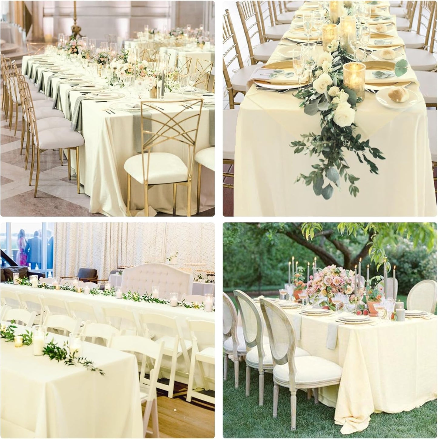 4 Pack Rectangle Tablecloth for 6 Foot Tables Washable Polyester Table Cover for Wedding Dining Table Parties Banquet(60x102 Beige)