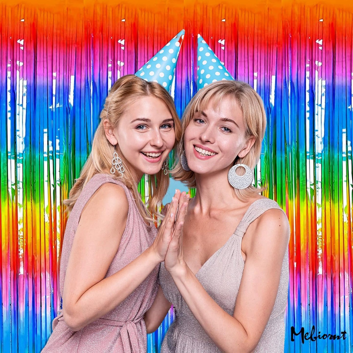 4 Pack Dark Rainbow Fringe Curtain Backdrop, 3.2Ft x 9.8Ft Metallic Tinsel Foil Fringe Streamers Background for Photo Booth Birthday Wedding Baby Shower Carnival Easter Mother’s Day Party Decorations