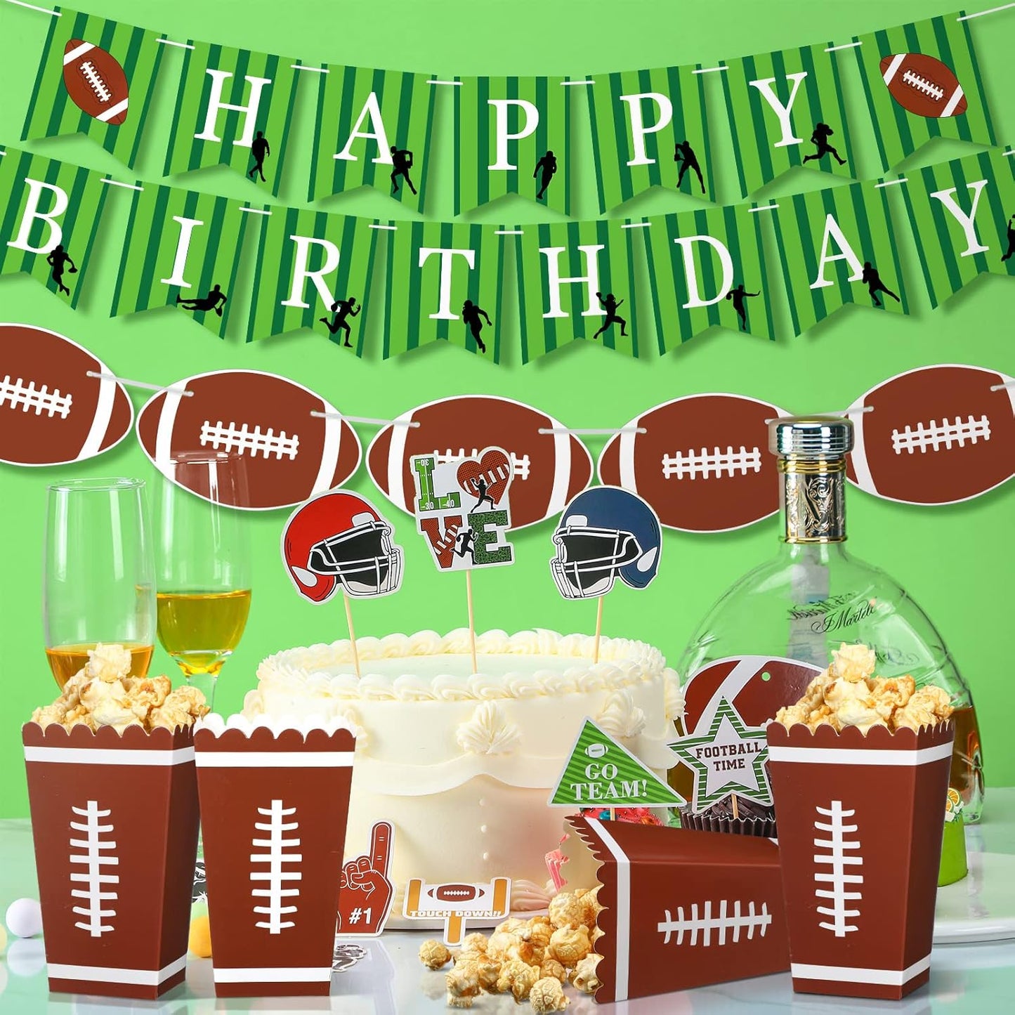 Funtery 24 Pcs Party Popcorn Boxes Popcorn Bags Buckets Container Holder Sport Party Favors for Sport Supplies Decorations(Football)