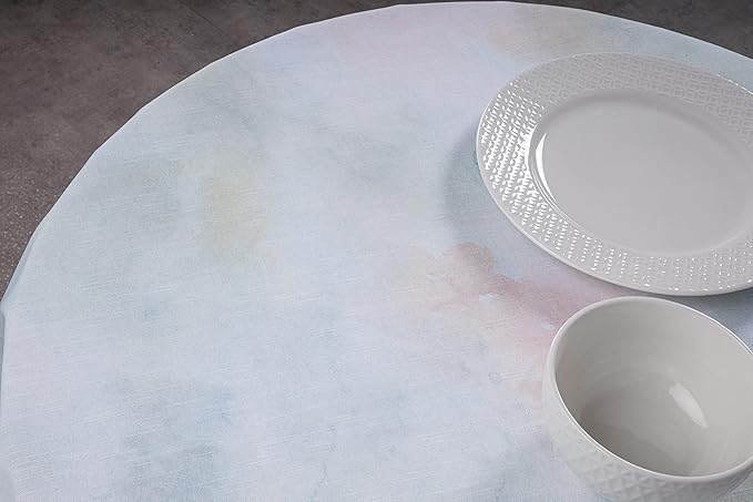 Maison d' Hermine Table Cloth Round Table 100% Cotton 69 Round Inches Tablecloth Reusable Decorative for Dining Room Farmhouse Home Valentines Day Decorations Spring Summer - Lazy Summer Days