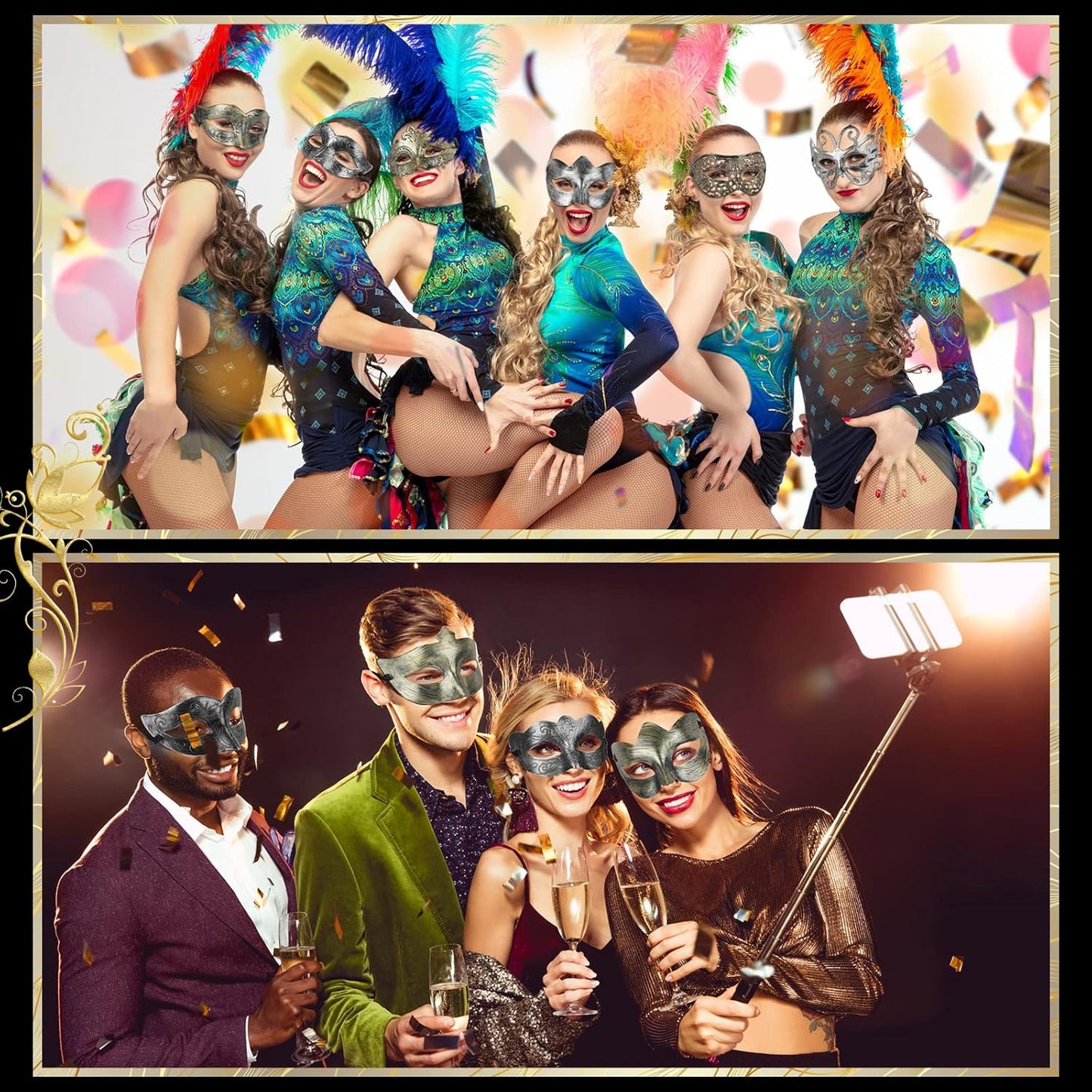 Lenwen Masquerade Mask Bulk Vintage Antique Mask for Women Men Adult Masquerade Eyemask for Party Cosplay