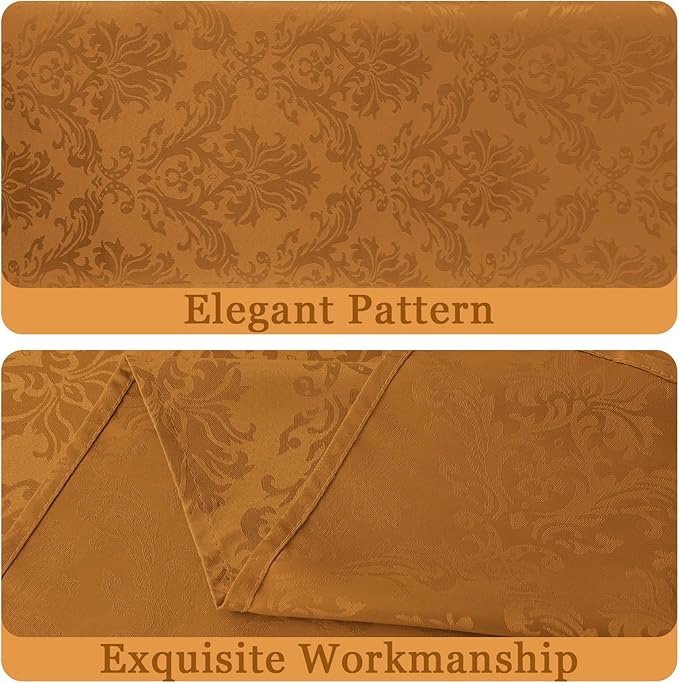 SASTYBALE Thanksgiving Tablecloth - 60 x 120 Inch Brown Jacquard Tablecloths Rectangle Damask Design Spillproof Table Cloth Polyester Oblong Table Cover for Kitchen Dinning Party Tabletop