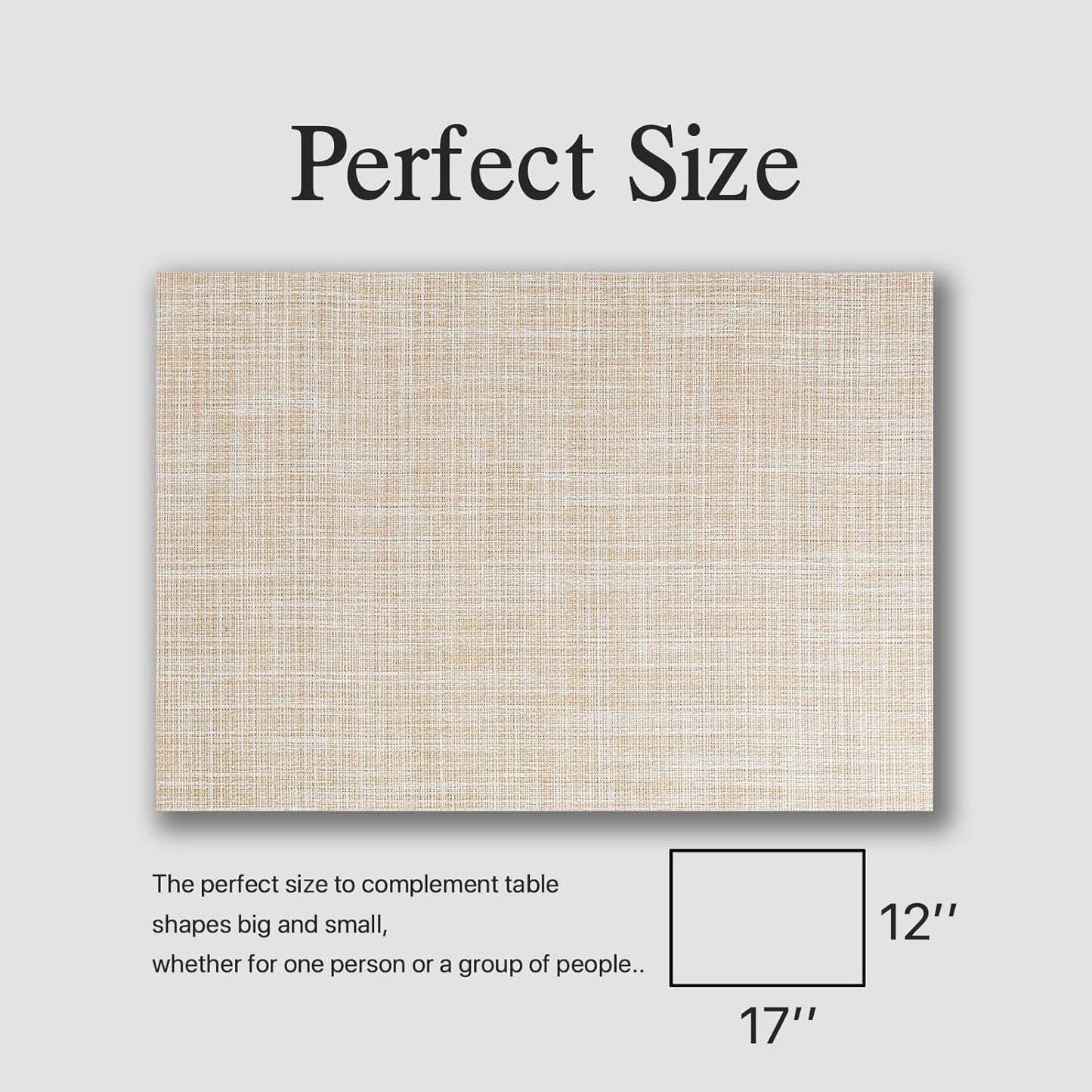 Placemats Set of 4 - Easy Clean Woven Vinyl Placemat for Dining Table, Indoor/Outdoor Place Mats, Washable PVC Table Mats(Beige)