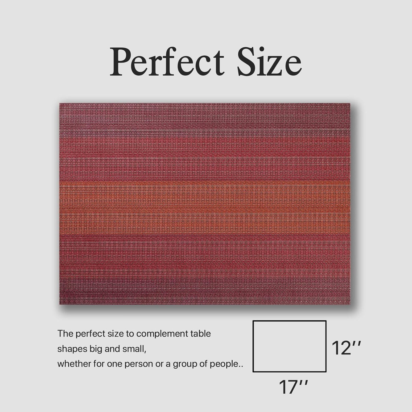 Placemats Set of 6 - Easy Clean Woven Vinyl Placemats for Dining Table, Indoor/Outdoor Place Mats, Washable PVC Table Mats(Pomegranate Parade)
