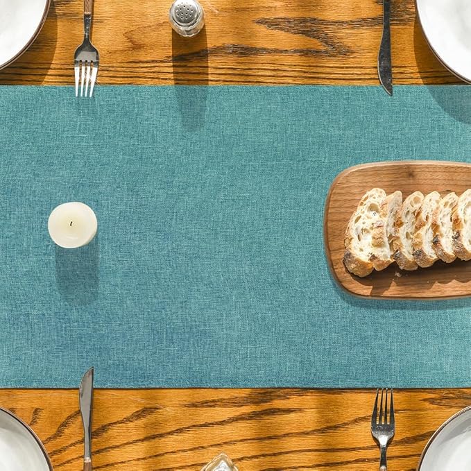 Artoid Mode Turquoise Aqua Table Runner, Seasonal Summer Washable Kitchen Dining Table Decoration for Home Party Decor 13x90 Inch