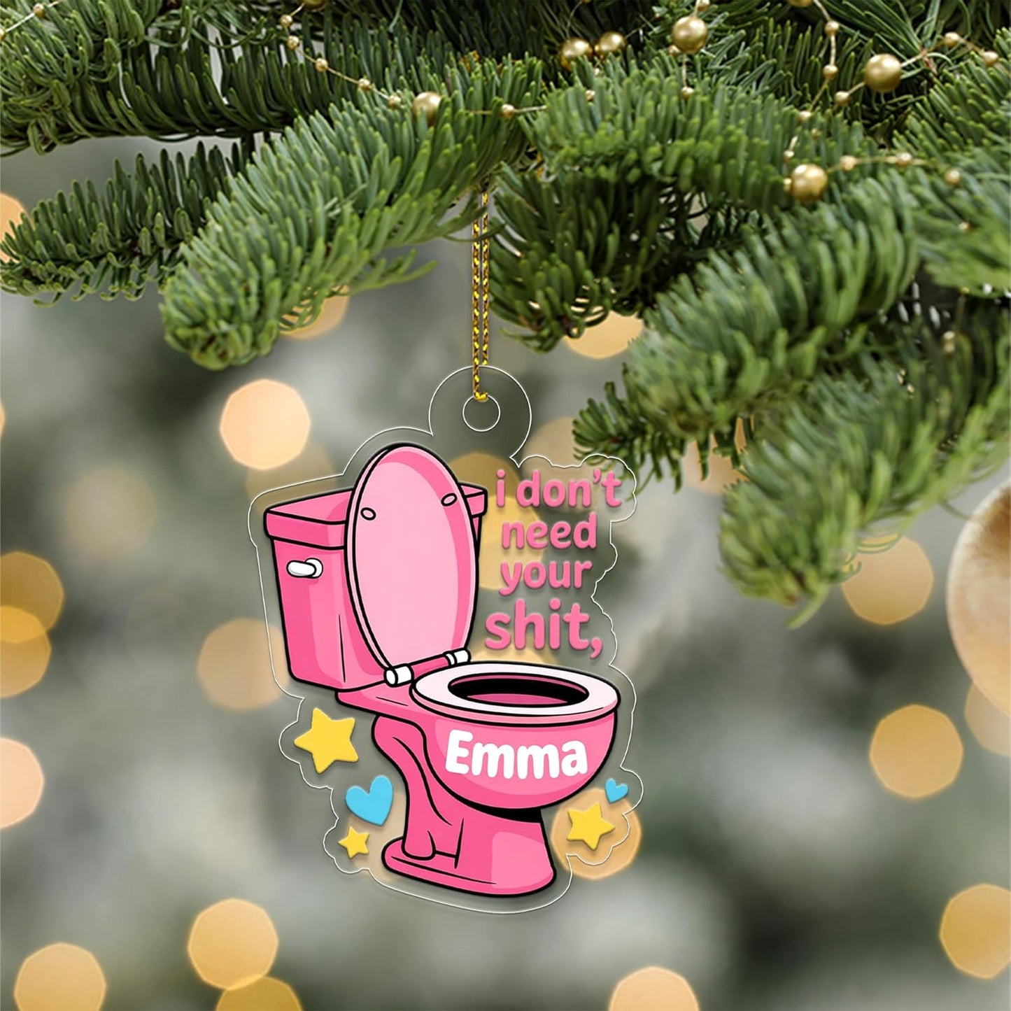Personalized I Don't Need Ur Sh!t Arylic Ornament, Christmas Decor, Christmas Tree Decoration, Funny Ornament, Adult Ornament Acrylic Ornament – Personalized Christmas Tree
