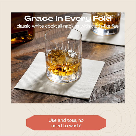 2000-Pack Linen-Feel Dessert And Beverage Napkins - Disposable Cloth-Like Cocktail Paper Napkins - Soft and Absorbent For Bar, Restaurant, Café, Wedding, Parties