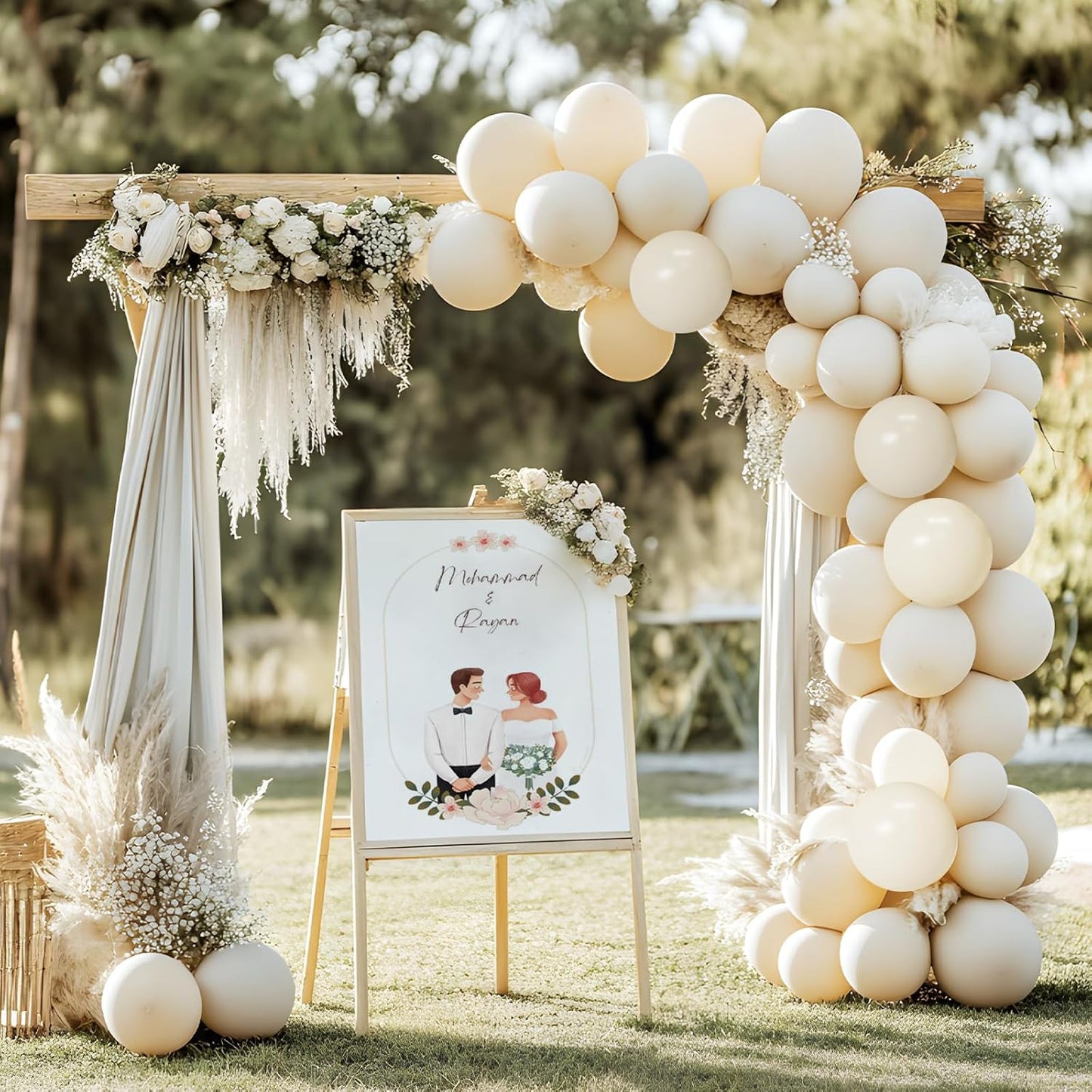 RUBFAC 92pcs White Sand Balloons Different Sizes 18 12 10 5 Inch for Garland Arch White Cream Beige Balloons for Happy New Year Decorations 2024 Birthday Party Graduation