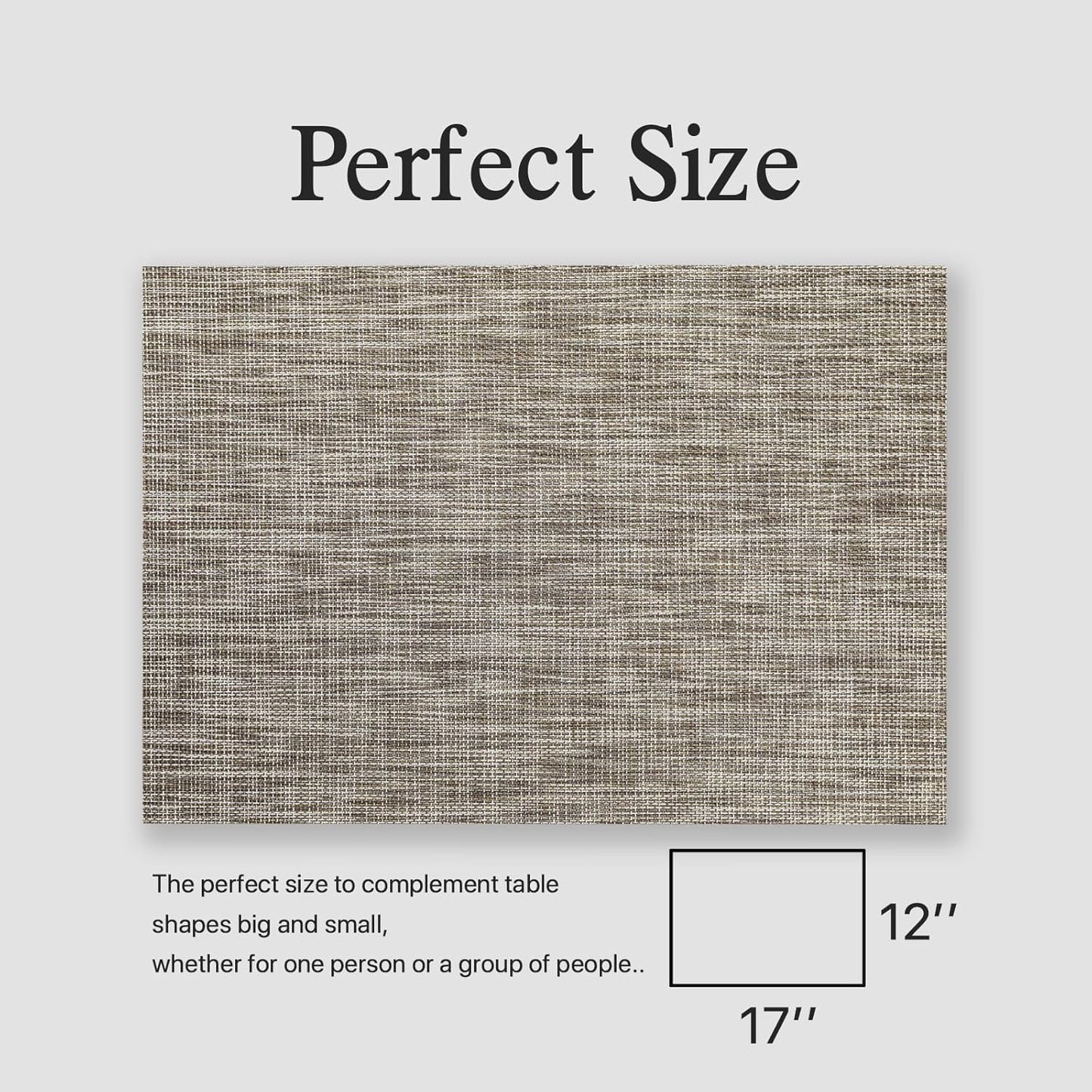 Placemats Set of 4 - Easy Clean Woven Vinyl Placemats for Dining Table, Indoor/Outdoor Place Mats, Washable PVC Table Mats(Cappuccino)