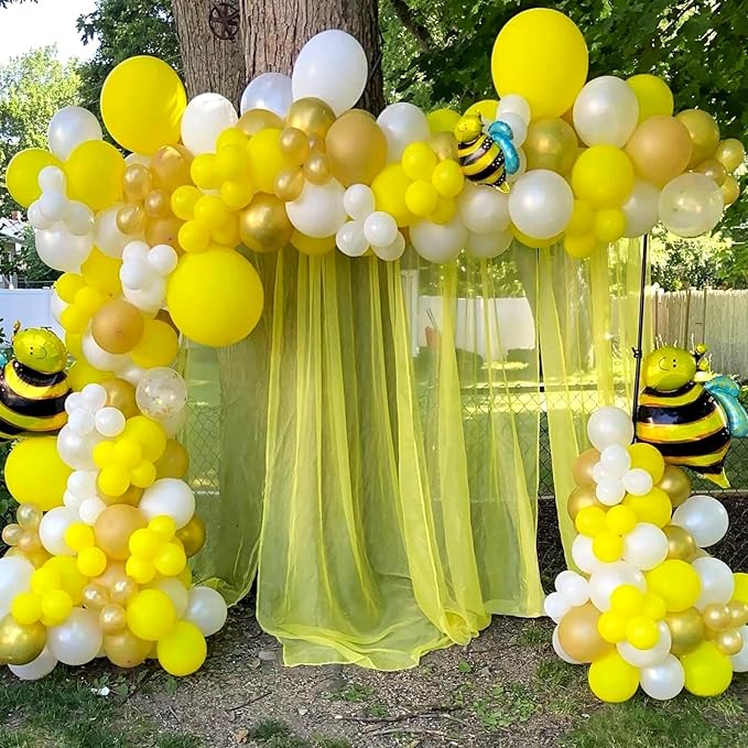 RUBFAC 120pcs Balloons for Birthday Baby Shower Graduation Anniversary Wedding Party Supplies Garland Arch Decoration,12 Inches,Yellow