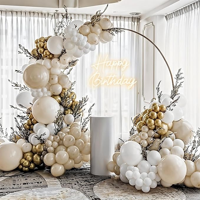Champagne Gold White Balloons New Years Balloons Metallic Champagne Nude Cream Ivory White Gold Latex Balloon Clear Balloon for Boho Baby Bridal Shower Birthday Anniversary Wedding Decorations