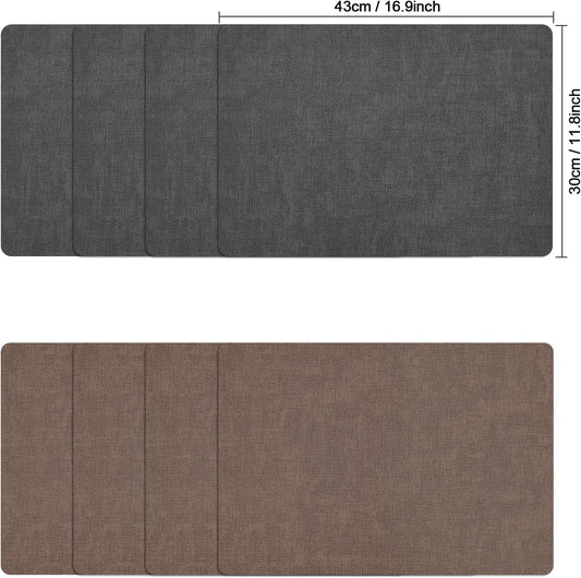 Myir JUN Placemats Dual Sided, Faux Leather Place Mats Set of 4 Indoor Placemat for Dining Table Outdoor Place Mat Square Non-Slip Washable Table Mats (Gray Brown, Set of 4)