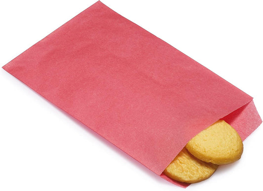 Quotidian Rose Pink Flat Medium Greaseproof Paper Bags 4" x 6" (10 x 15.2cm) Pack of 100 - Treat Soap Wedding Invitation Party Favor
