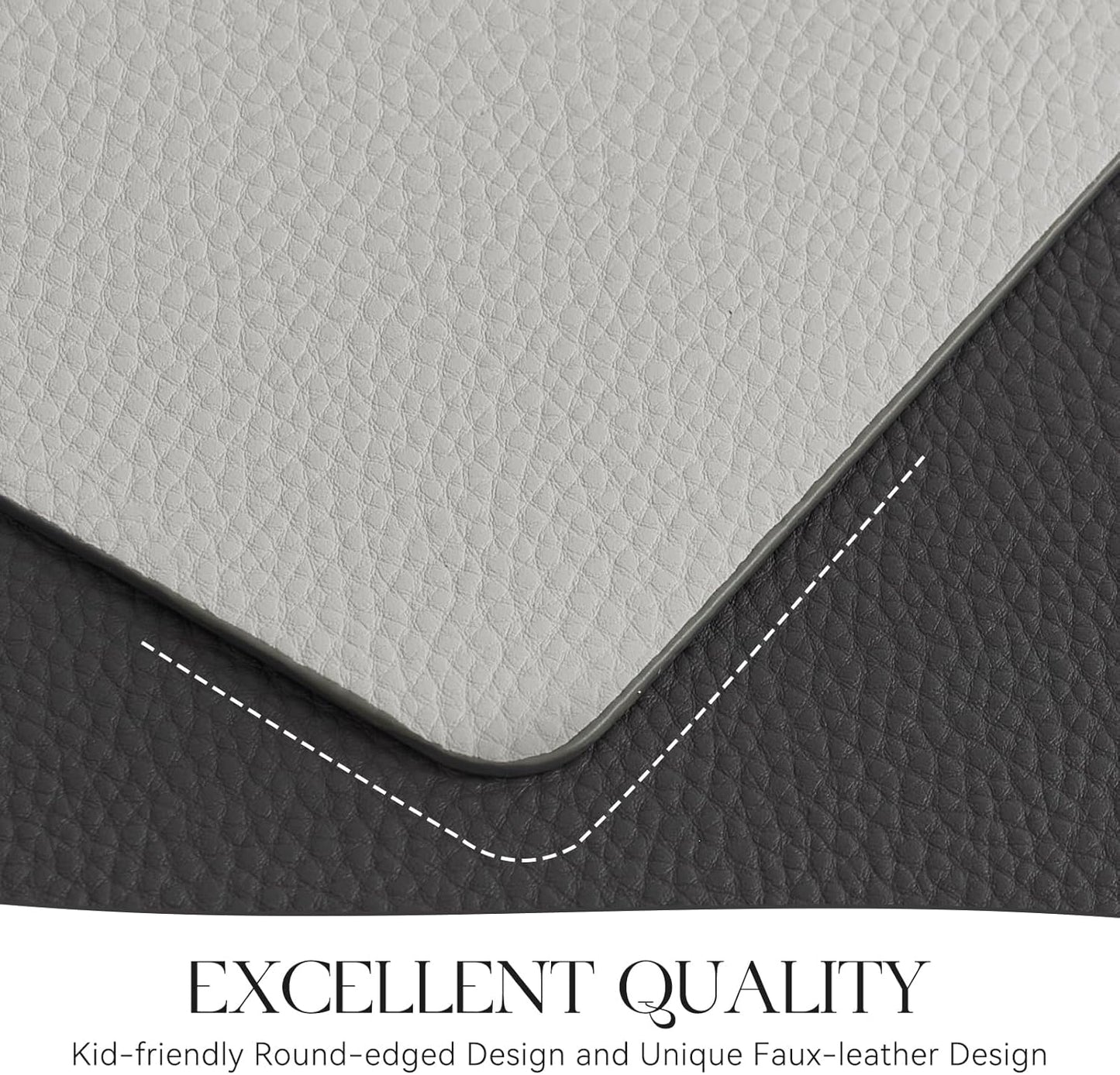 MOSAYT Vinyl Placemats Set of 4, Heat Resistant Place Mats 100% Waterproof Washable & Wipeable Faux Leather Reversible Table Mats for Kitchen Dining Party Indoor Outdoor, 12" x 17", Dark Light/Grey
