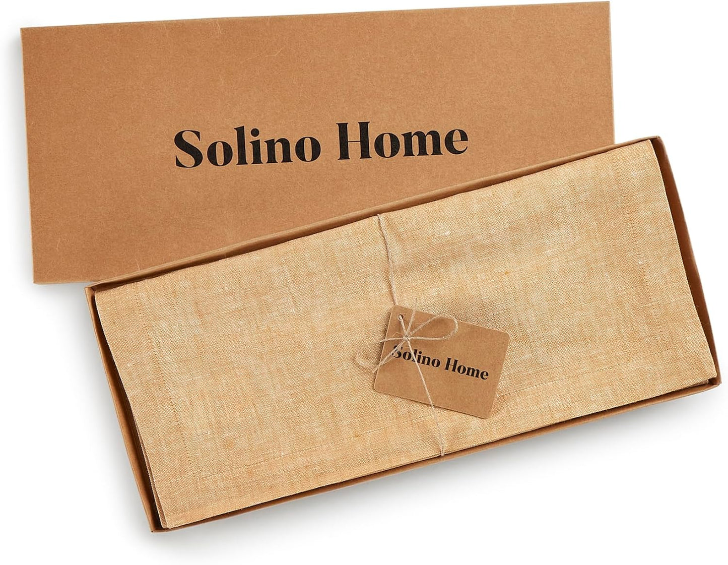 Solino Home Linen Table Runner 36 Inches - 100% Pure Linen Golden Nugget Table Runner 14 x 36 Inch Ideal for Dresser and Coffee Tables - Fall, Autumn, Thanksgiving - Athena