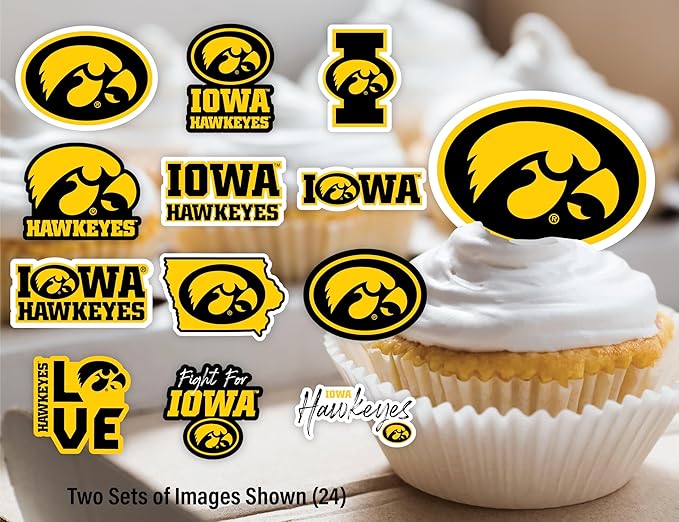 Iowa Hawkeyes Party Supplies for Hawks Football, Birthday Gift, Graduation Party Banner and Cake Toppers (42 Pieces) (Iowa Hawkeyes)