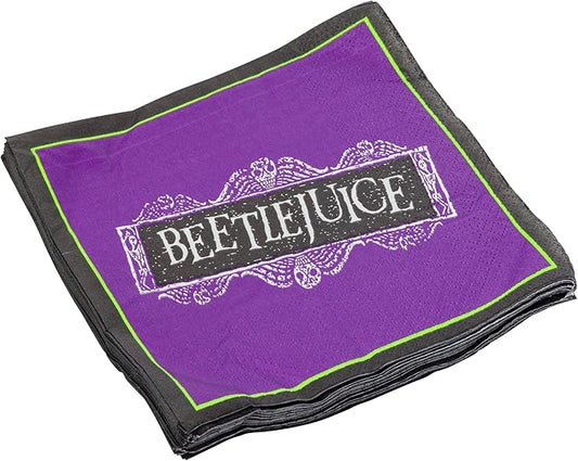Silver Buffalo Tim Burton's Beetlejuice 32 Pack Partyware Disposable Paper Plates and Napkins