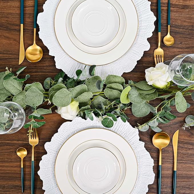 Pesonlook 50Pcs White Charger Plates Round 13inch, Reef Plate Chargers for Dinner, Bulk Plastic Floral Table Plates for Dinner Wedding Party Event Table Setting Decoration(White)
