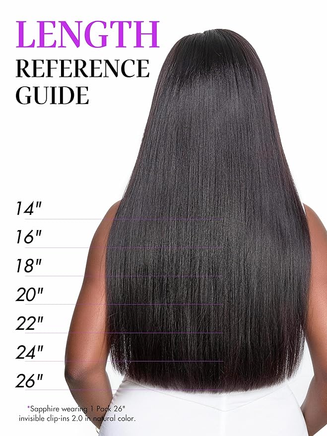 LUVME Yaki Straight Seamless 150g 7Pcs Clip in Hair Extensions, Full Volume with 20 Inch Natural Black, 100% Real Soft Remy Human Hair, Adds Fuller Hair for Daily Wear & Special Occasions