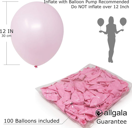allgala Helium Grade Latex Bulk Balloon Pack Ideal for Birthday Party Decorations, Baby Shower, Christmas Party (Pack of 100, 12Inch, Light Pink)