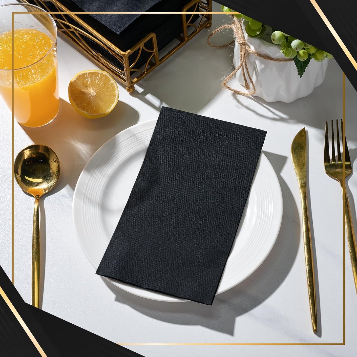 Vplus 200 Pack Black Paper Napkins, Premium Quality 3-Ply Disposable Napkins, Soft and Absorbent, Perfect for Dinner, Wedding, Graduation, Party