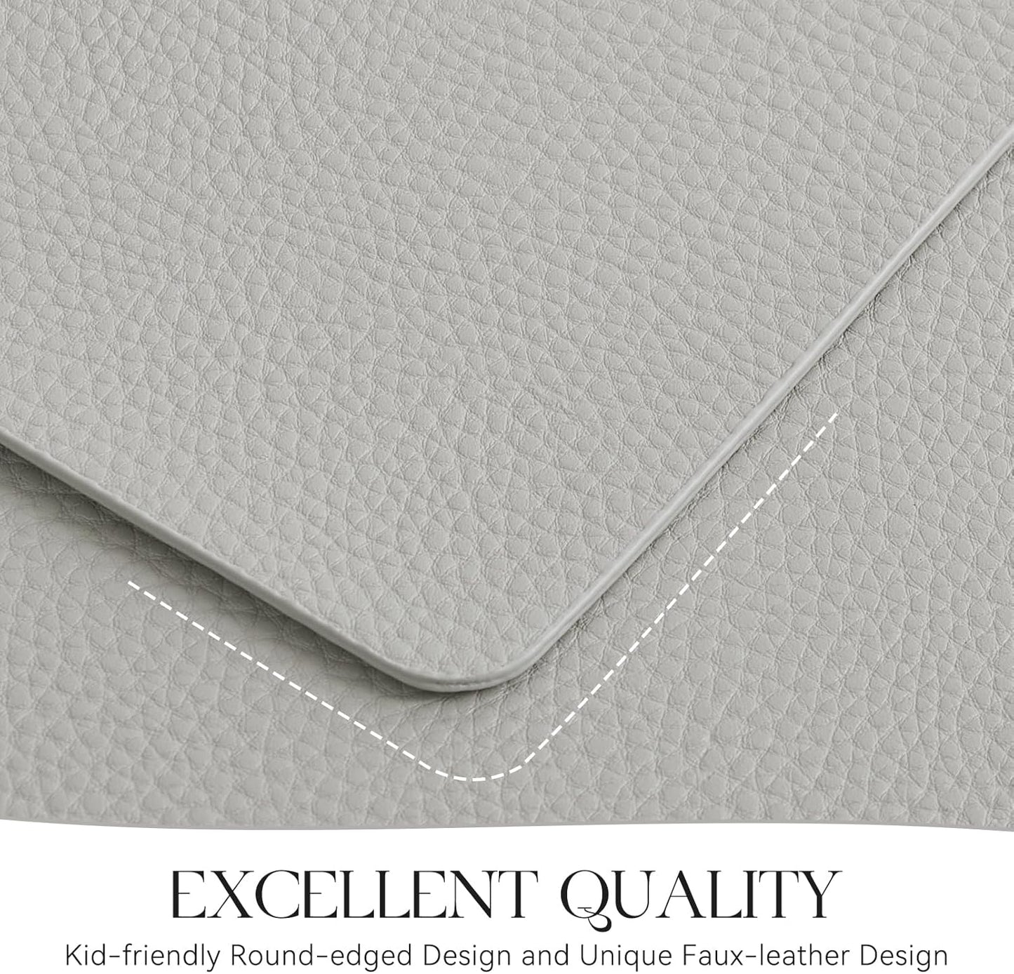 MOSAYT Vinyl Placemats Set of 6, Heat Resistant Place Mats 100% Waterproof Washable & Wipeable Faux Leather Reversible Table Mats for Kitchen Dining Party Indoor Outdoor, 12" x 17", Light Grey