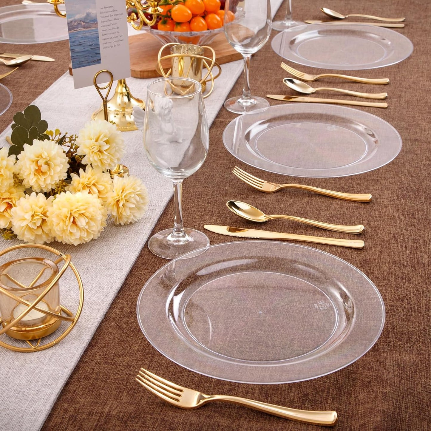 bUCLA 30PCS Clear Plastic Dinner Plates Disposable - 10.25" Heavy Duty Clear Plastic Plates for Party & Wedding