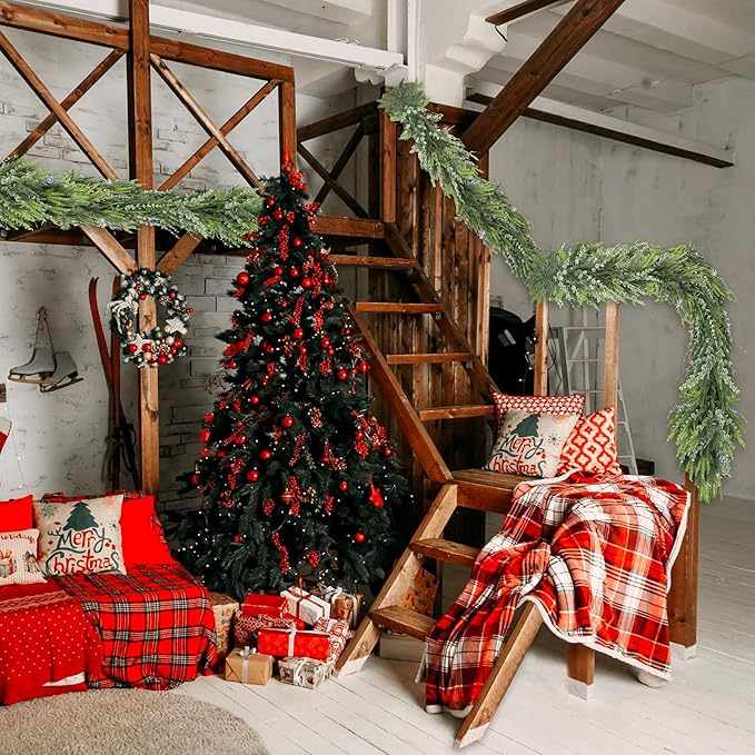 9FT Eucalyptus Cedar Pine Cypress Garland for Mantle Stairs Wall Table Indoor Outdoor Christmas Decor Xmas Decorations