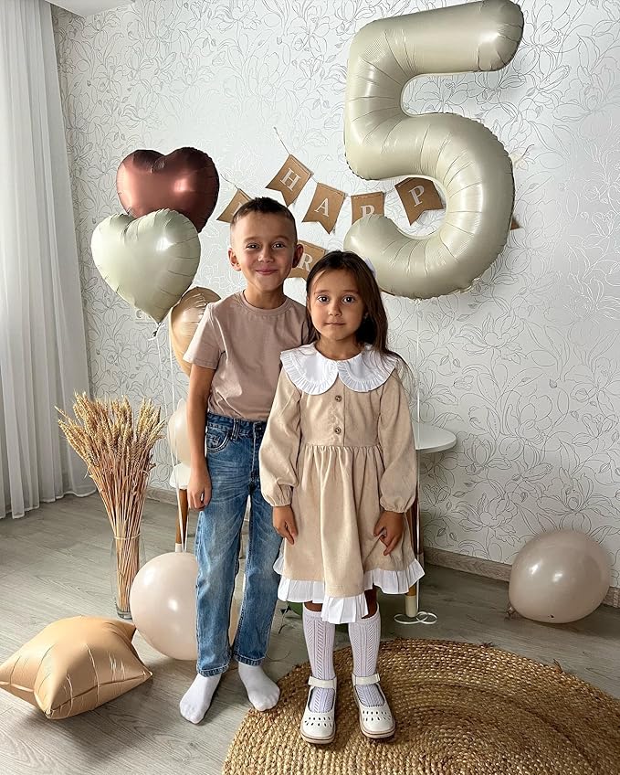 Cream 5 Balloon, Number Balloons 40 Inch, 5th Birthday Balloons Decorations, Cream Party Supplies, 5 Number Balloons, Number 5 Balloon