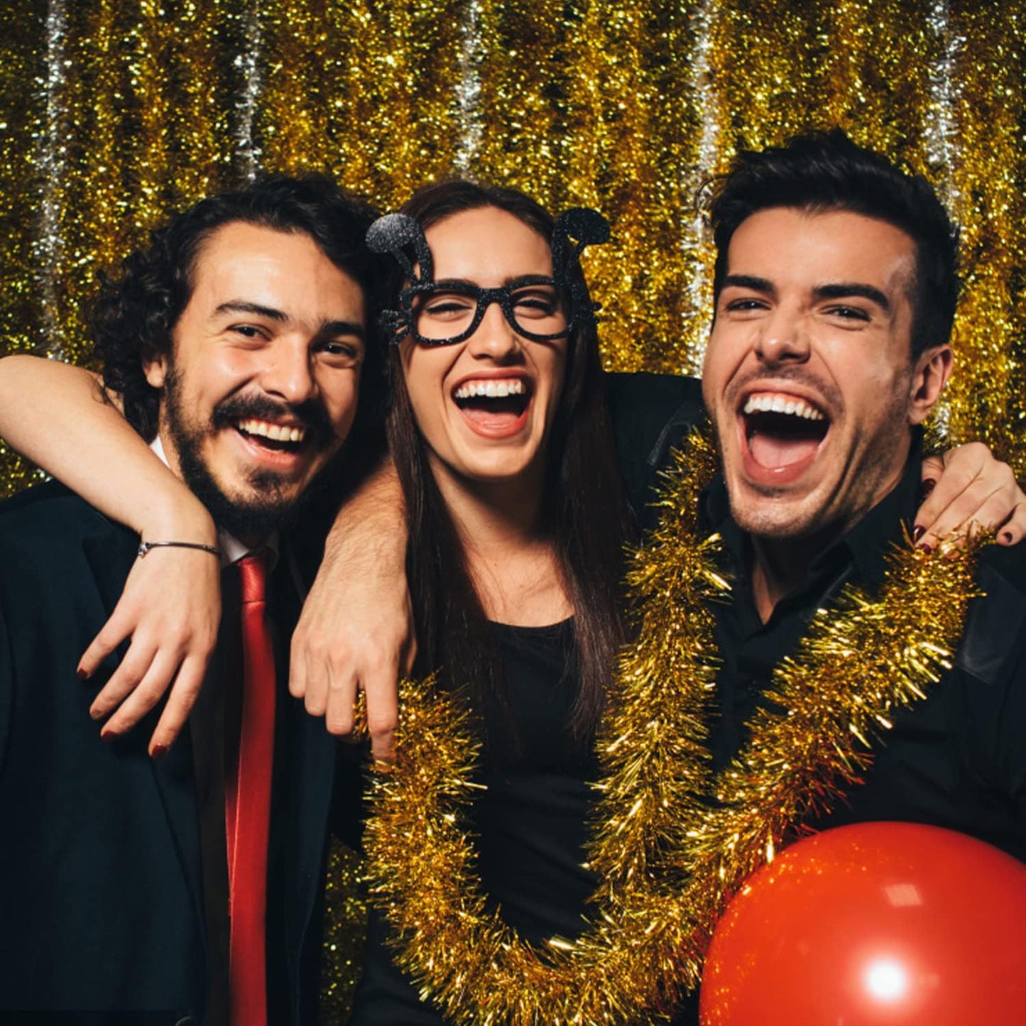 Jishi 50 FT Christmas Garland Gold Tinsel Garland Christmas Tree Decorations - Non-Lit Xmas Holiday Decor Outdoor Indoor Home Garden Outside Wedding Party Artificial Thick Gold Decorative Garland