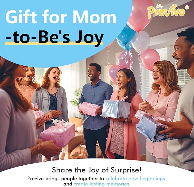 Prvivo 6 Pack Gender Reveal Confetti Cannon, Biodegradable Powder & Confetti Poppers (Blue/Pink), Safe Air Compressed Gender Reveal Cannons Kit for Huge Group Photos & Party