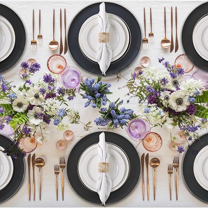 MAONAME Black Charger Plates, 13" Plastic Round Charger for Dinner Plates, Plate Chargers Set of 6, Beaded Table Chargers for Wedding, Table Setting