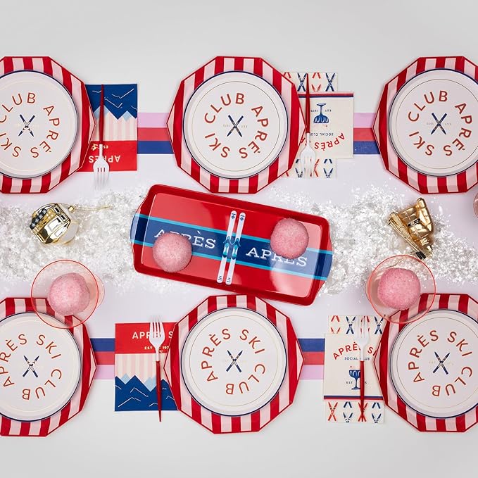 Bonjour Fête Après Ski Small Plates | Disposable Appetizer Plates for Winter Parties, Ski Lodge Events & Holiday Gatherings | Premium Party Supplies | Pack of 8, 8"