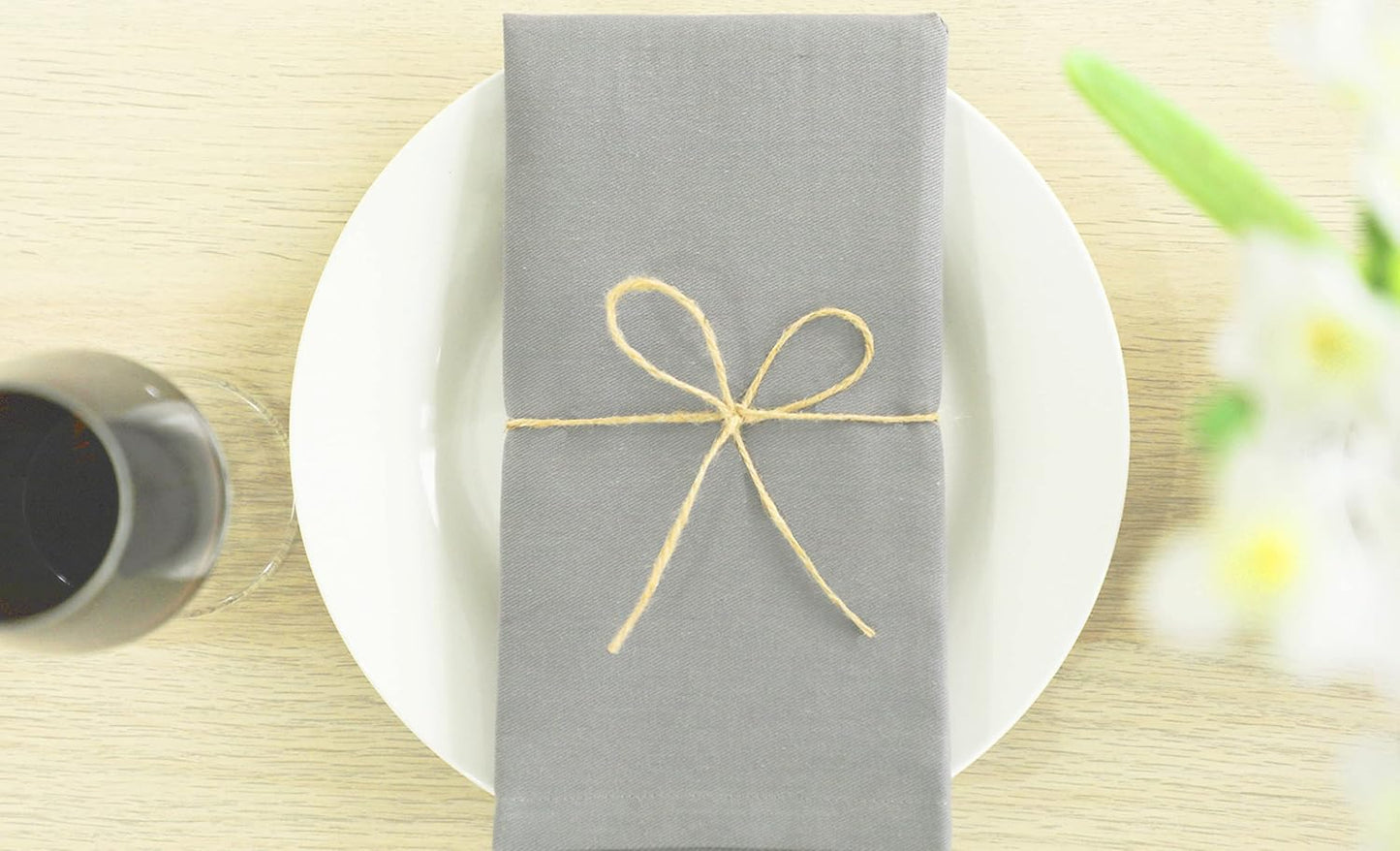 AMOUR INFINI Cotton Cloth Napkins Set of 12 Washable Soft Premium Hotel Quality 18x18 inch Dinner Napkin for Parties, Weddings and Table Decoration (Gray)