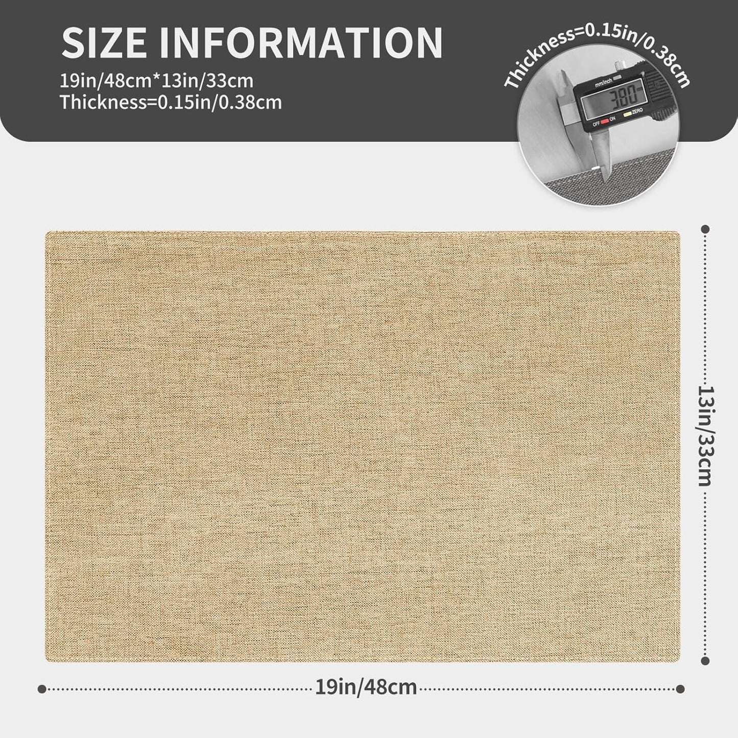 Cloth Placemats, Set of 4 Heat-Resistant Cotton Linen Blend Double Layered Machine Washable Place Mats, Wrinkle Free Thick Fabric Dining Table Mats for Indoors & Outdoors (Cream Beige, 4)