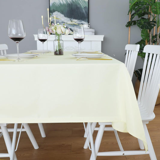 FOLINS&HOME Cream Rectangle Tablecloth 60 x 102 Wrinkle Free Waterproof Polyester Table Cloths, Spillproof Heavy Duty and Washable Table Cover for Party, Banquet, Indoor & Outdoor-Oblong/Rectangular