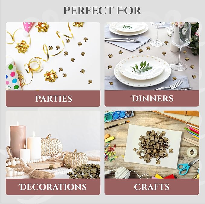 Confetti - Engraved Wood - Rustic Wooden Wedding Decor Party Table Scatter Decorations (Mushroom)