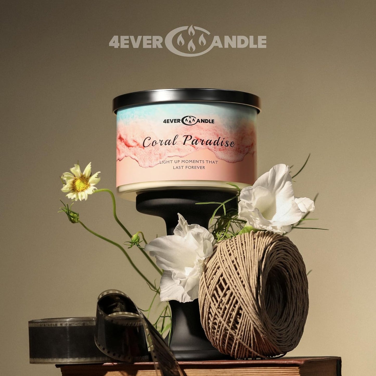 Coral Paradise Scented Candles, 18oz Soy Candles Non Toxic 4-Wick Large Candle Jars, Over 50 Hours of Burning Time, Ideal for Gifting, Events, Home Decor