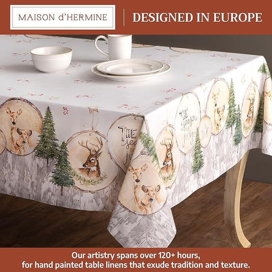 Maison d' Hermine Table Cloth Rectangle Table 100% Cotton 70 x 120 Inches Fall Tablecloth Reusable Everyday Use for Thanksgiving Christmas Decorations Dining Farmhouse Party (Mountain Life)
